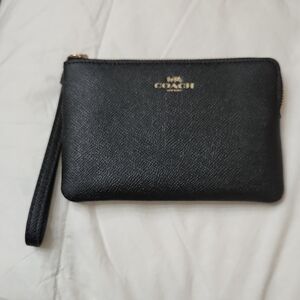 Coach Black Wristlet with Gold Logo